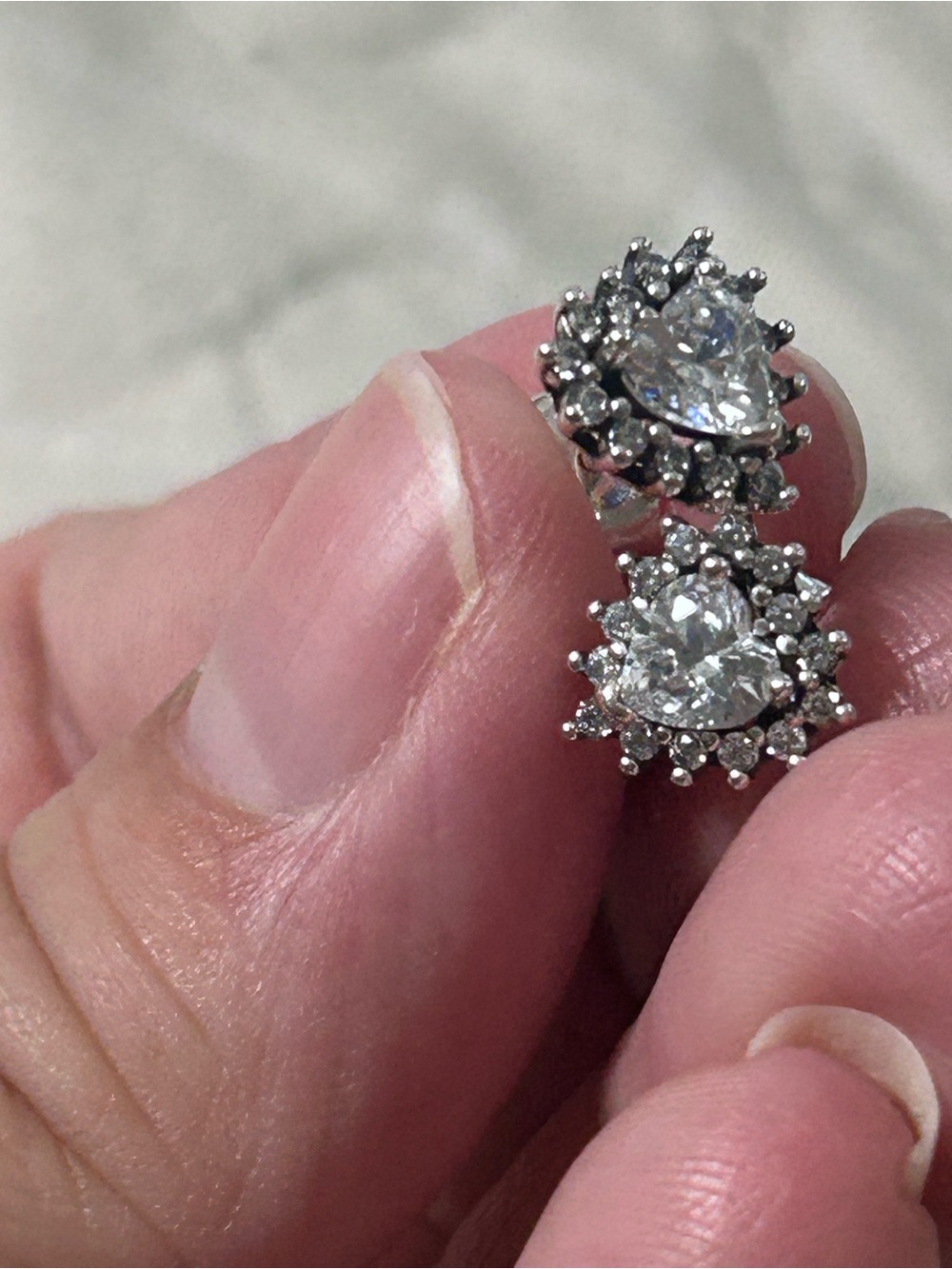 Pandora Sparkling Elevated Heart Stud Earrings - Picture 2 of 7